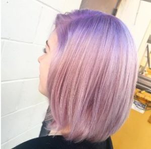 Pastel pink hair at Hair Cuttery